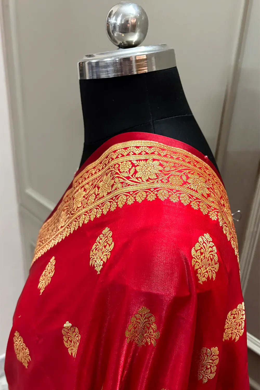 Red Zari Katan Satin Silk Banarasi Saree