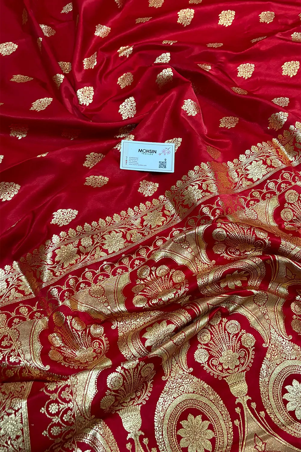 Red Zari Katan Satin Silk Banarasi Saree