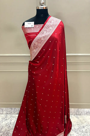 Red Zari Katan Silk Banarasi Saree