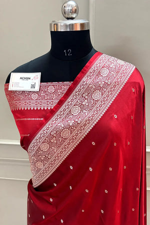 Red Zari Katan Silk Banarasi Saree