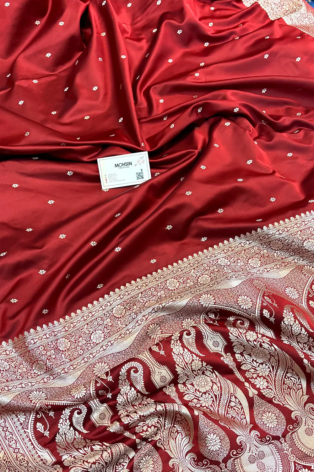 Red Zari Katan Silk Banarasi Saree