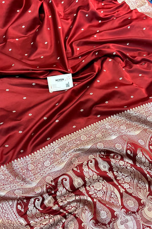 Red Zari Katan Silk Banarasi Saree