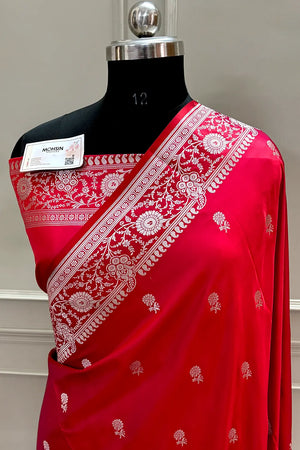 Red Zari Katan Silk Banarasi Saree