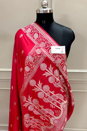 Red Zari Katan Silk Banarasi Saree