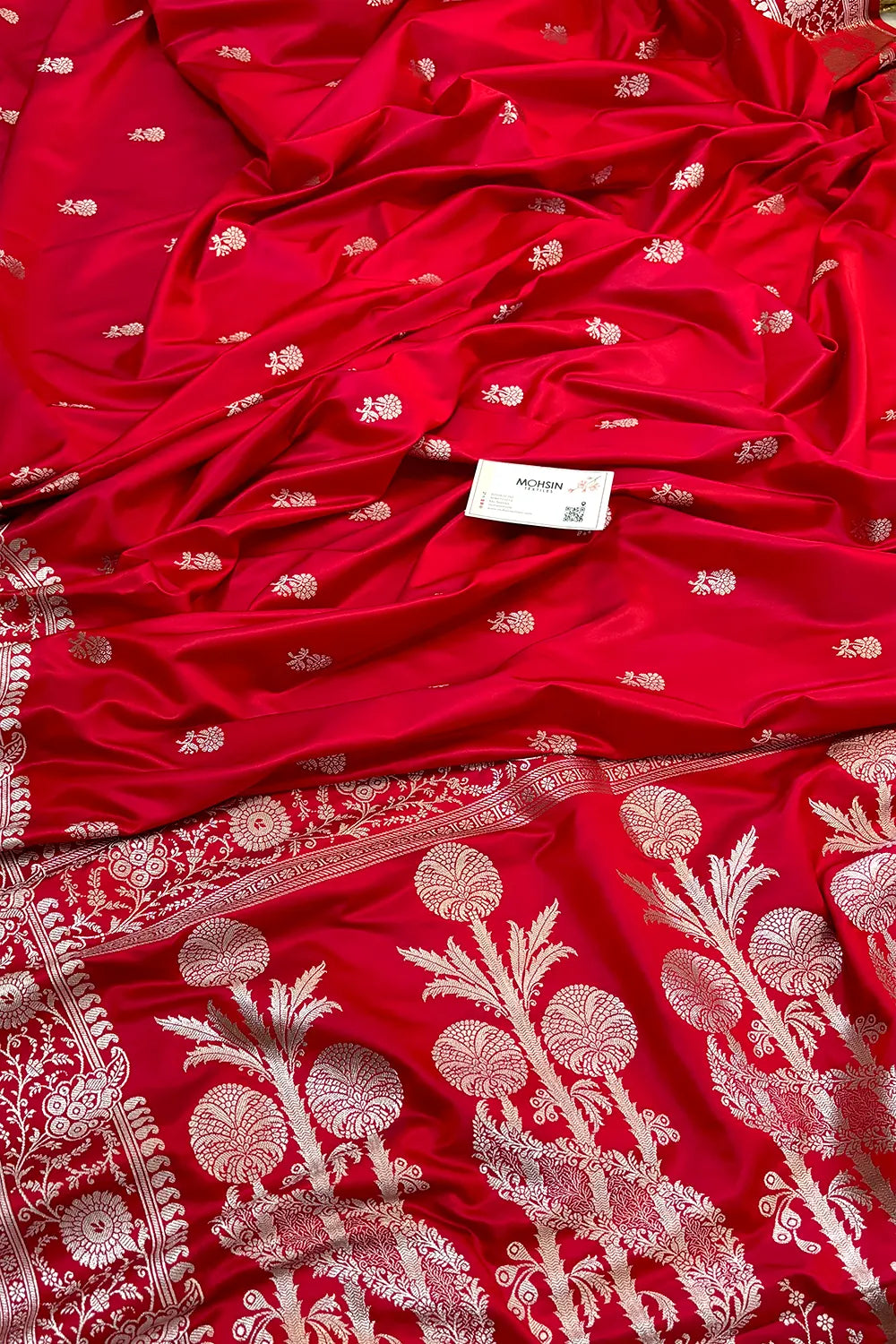 Red Zari Katan Silk Banarasi Saree