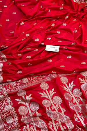 Red Zari Katan Silk Banarasi Saree