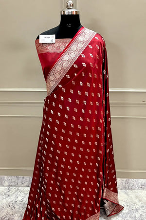 Red Zari Katan Silk Banarasi Saree