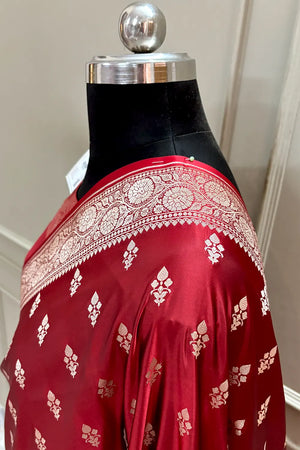 Red Zari Katan Silk Banarasi Saree