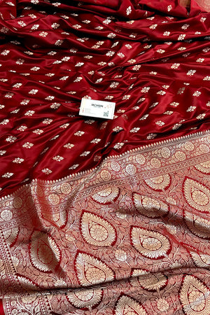 Red Zari Katan Silk Banarasi Saree