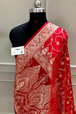Red Zari Katan Silk Banarasi Saree