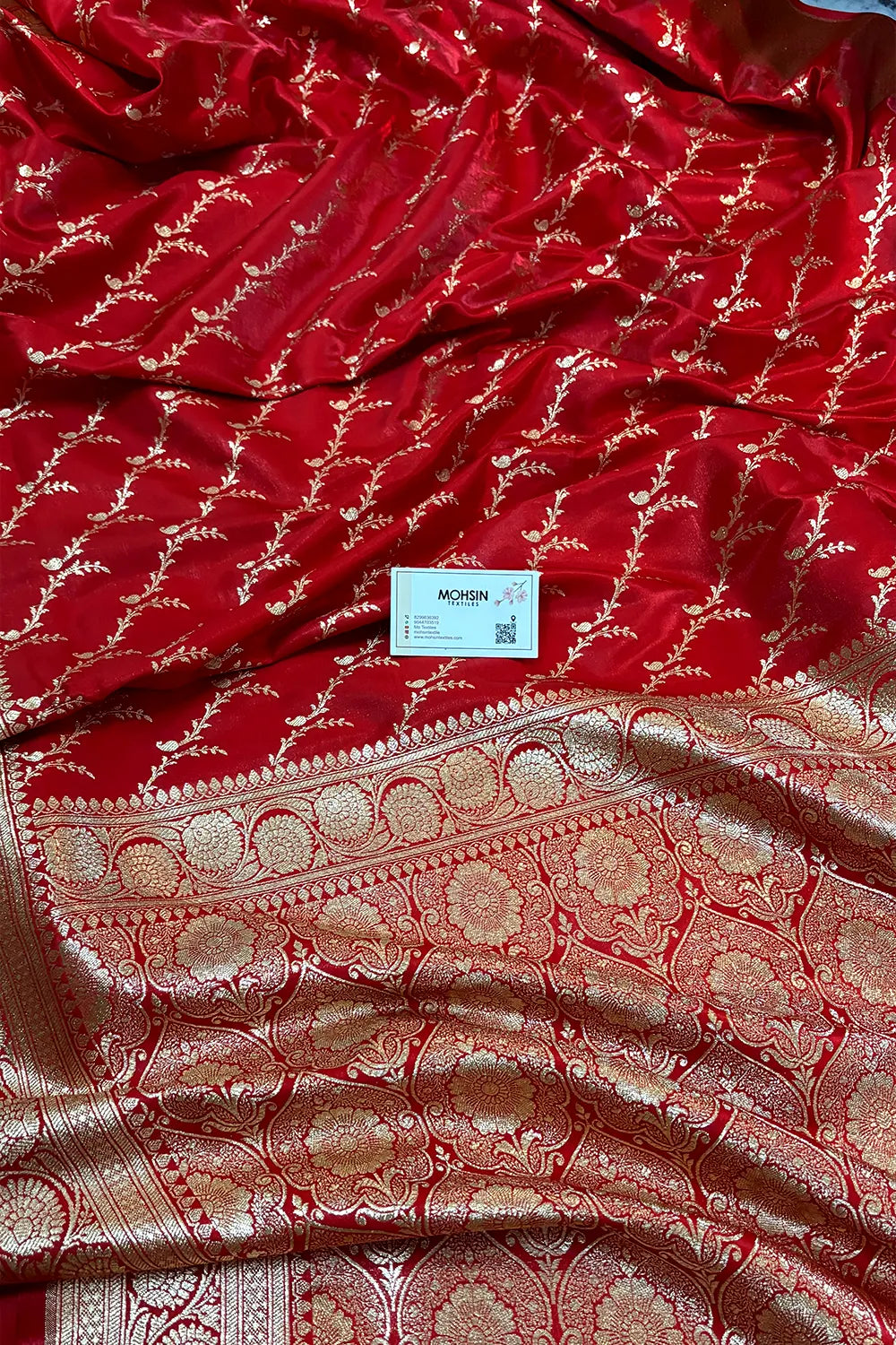 Red Zari Katan Silk Banarasi Saree