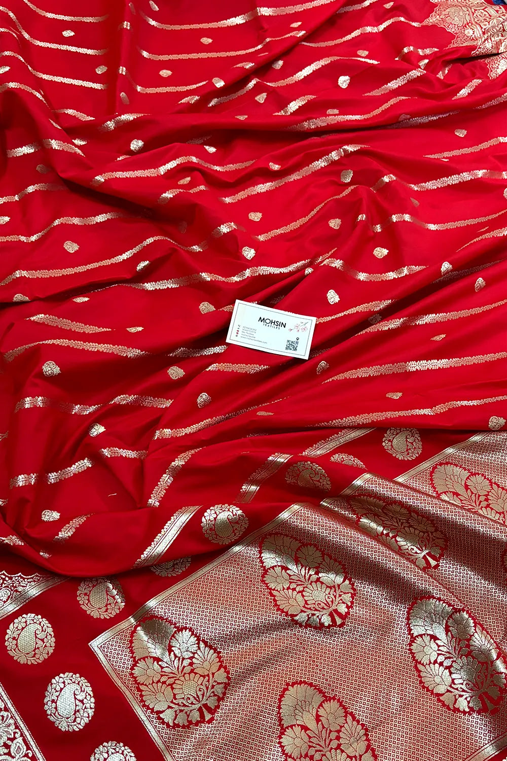 Red Zari Katan Silk Banarasi Saree