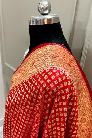 Red Zari Katan Silk Banarasi Saree