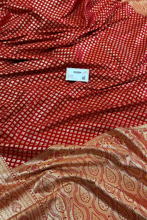 Red Zari Katan Silk Banarasi Saree