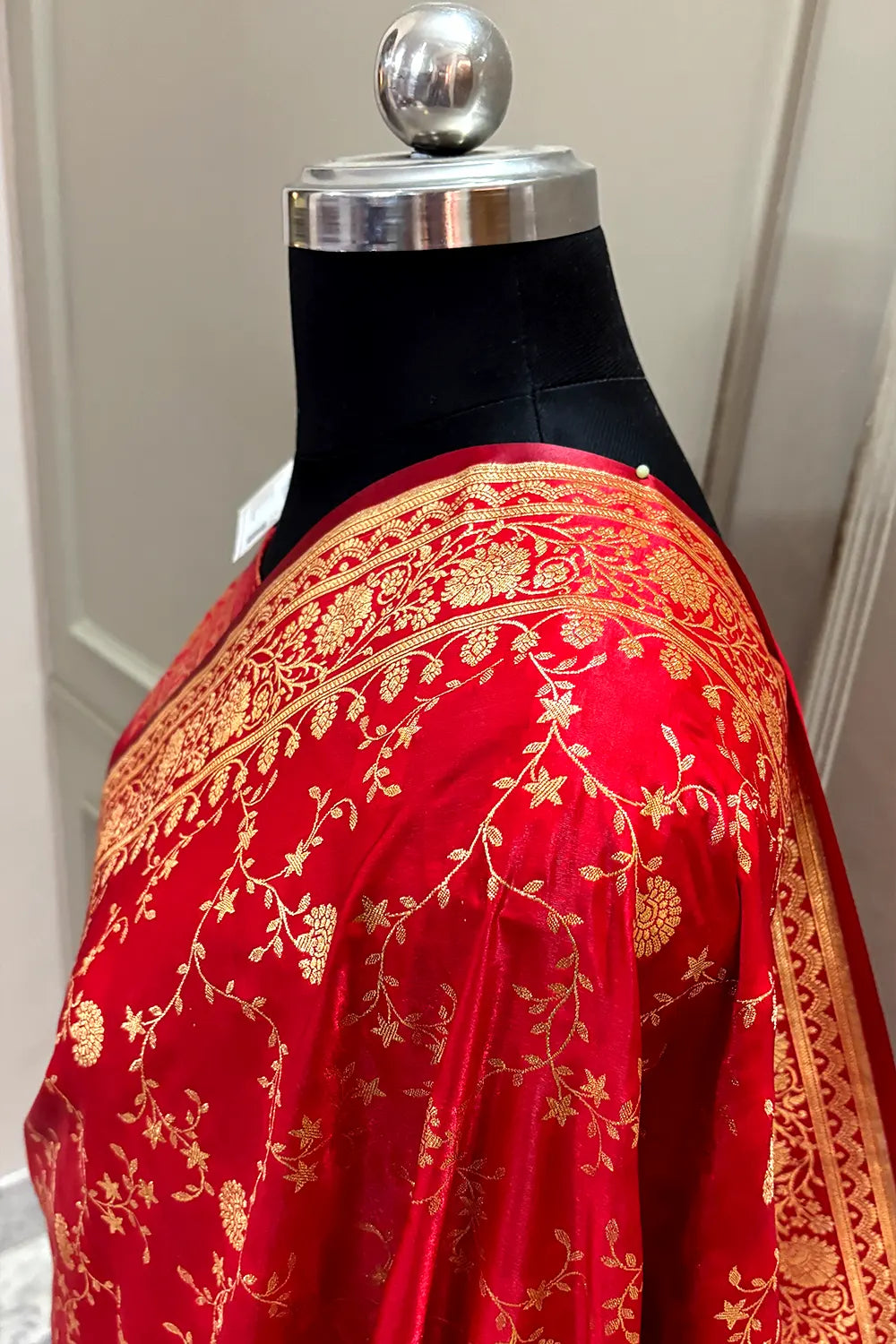 Red Zari Katan Silk Banarasi Saree