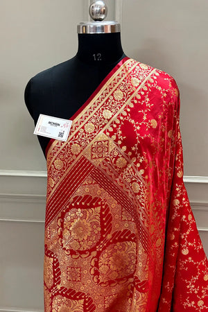 Red Zari Katan Silk Banarasi Saree