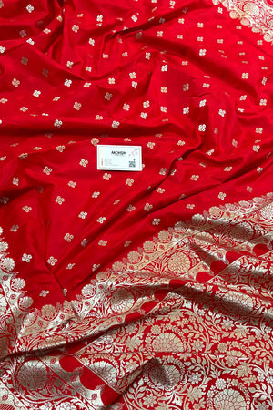 Red Zari Katan Silk Banarasi Saree