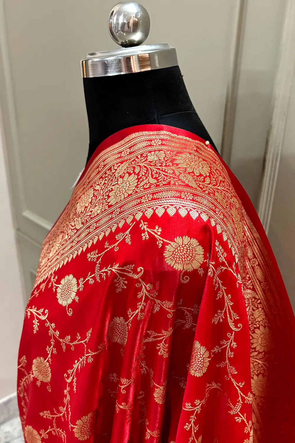 Red Zari Katan Silk Banarasi Saree