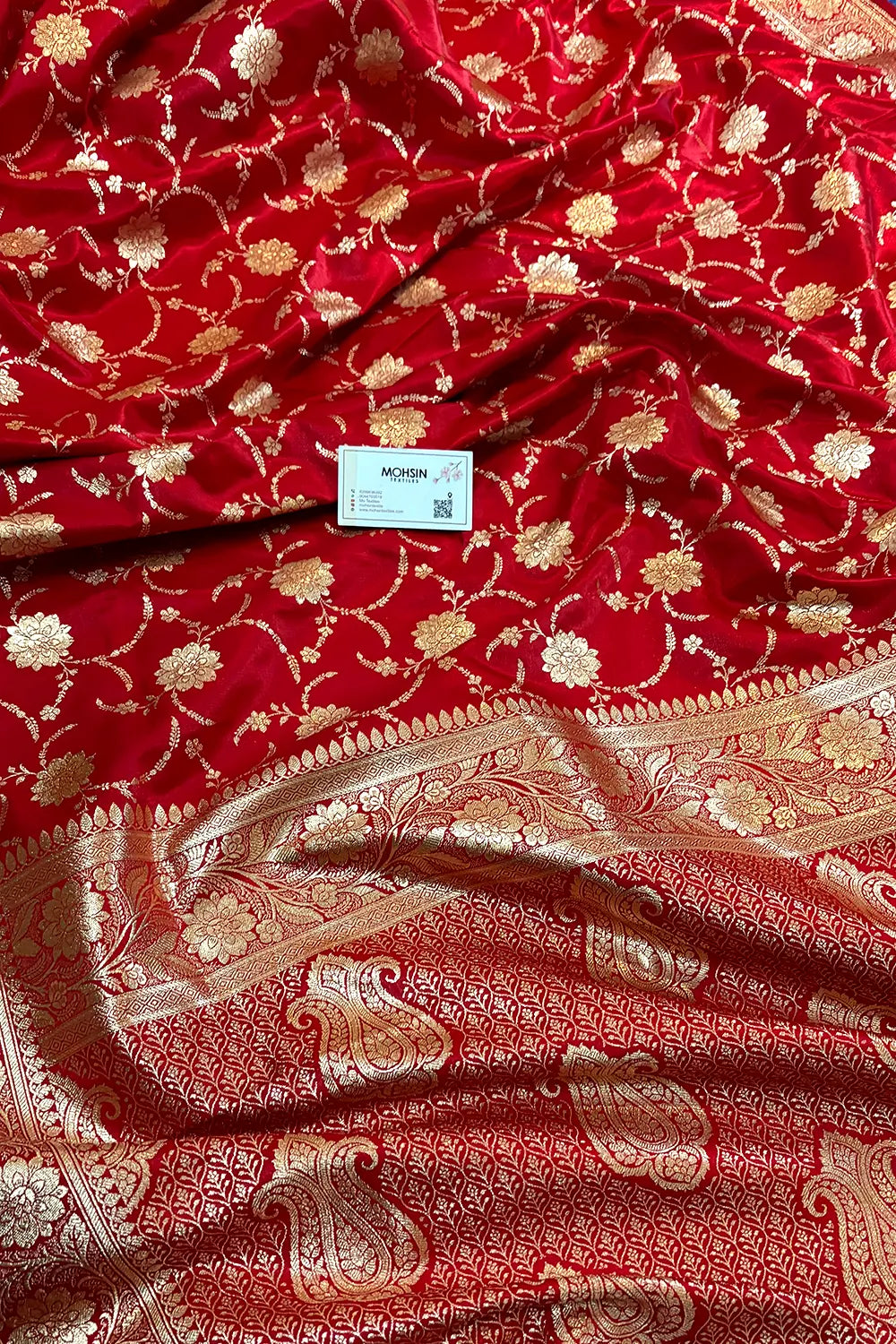 Red Zari Katan Silk Banarasi Saree