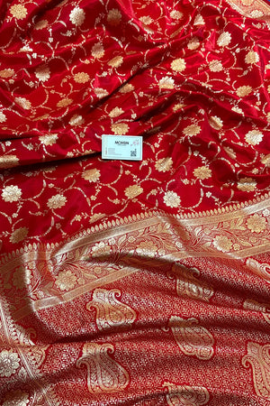 Red Zari Katan Silk Banarasi Saree