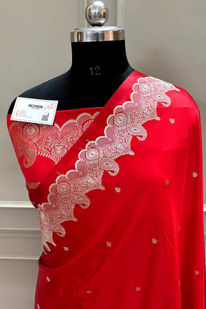 Red Zari Katan Silk Banarasi Saree