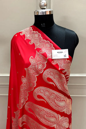 Red Zari Katan Silk Banarasi Saree