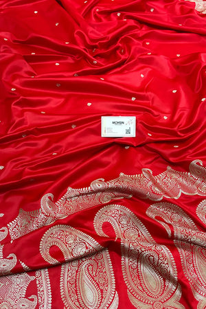 Red Zari Katan Silk Banarasi Saree
