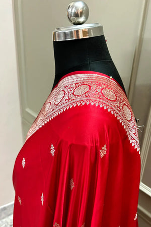 Red Zari Katan Silk Banarasi Saree