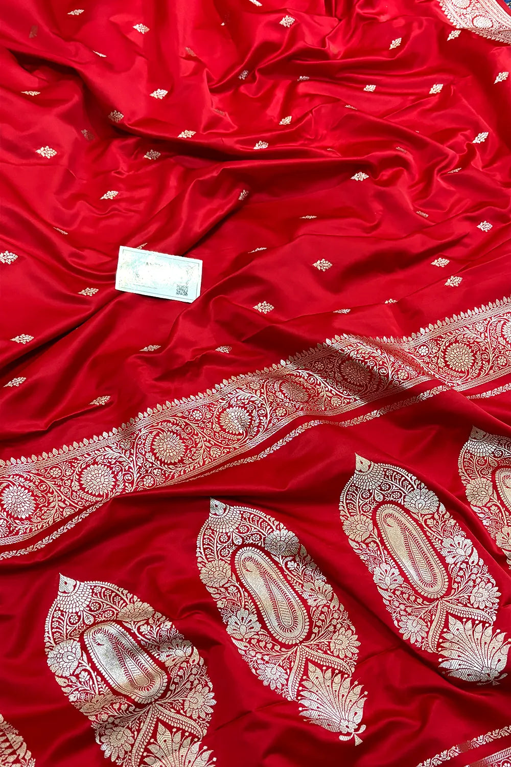 Red Zari Katan Silk Banarasi Saree