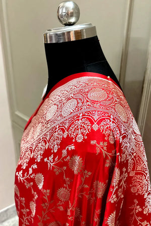Red Zari Katan Silk Banarasi Saree