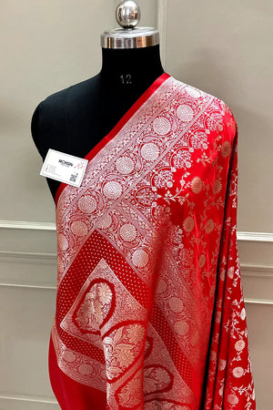Red Zari Katan Silk Banarasi Saree