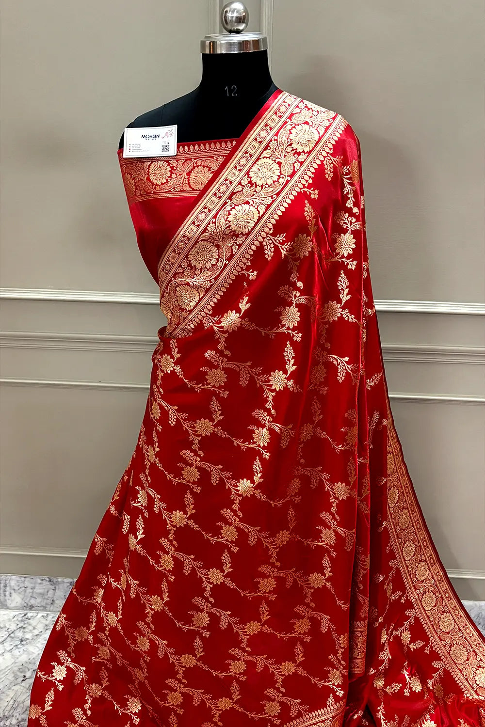 Red Zari Katan Satin Silk Banarasi Saree