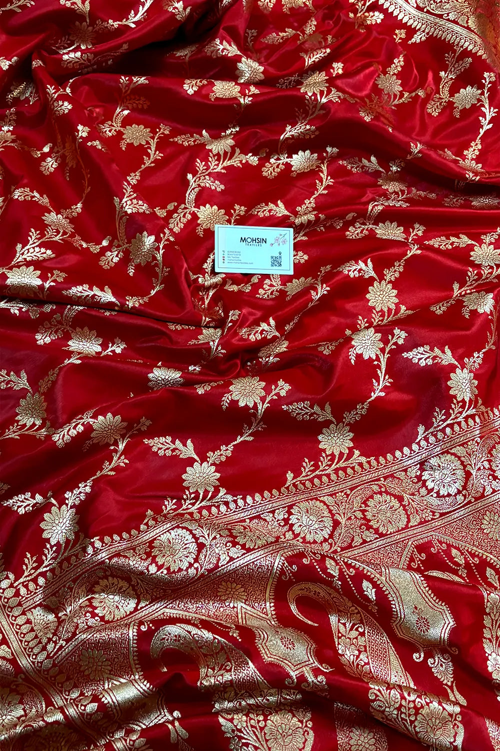 Red Zari Katan Satin Silk Banarasi Saree