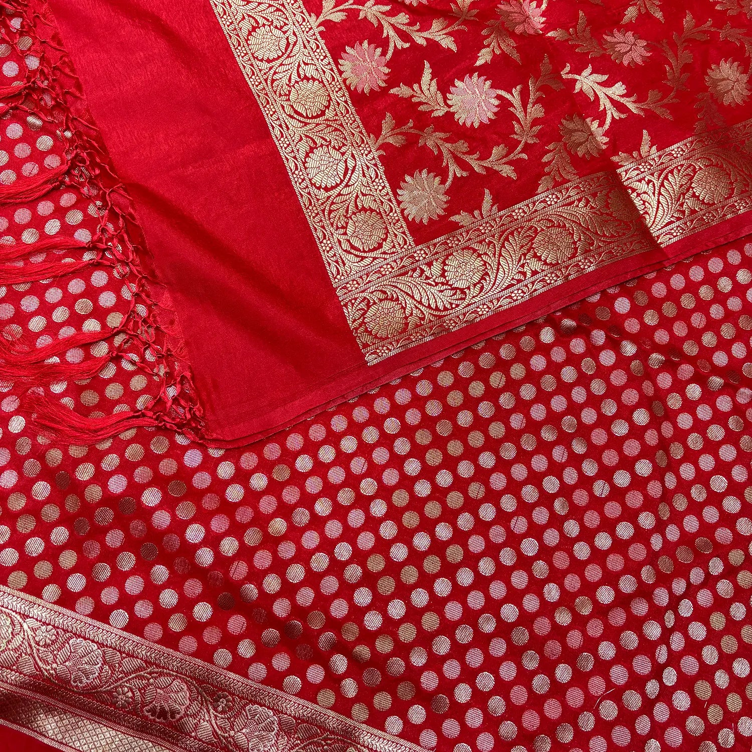 Red Zari Katan Silk Banarasi Suit
