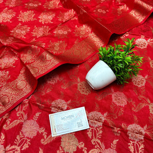 Red Zari Katan Silk Banarasi Suit