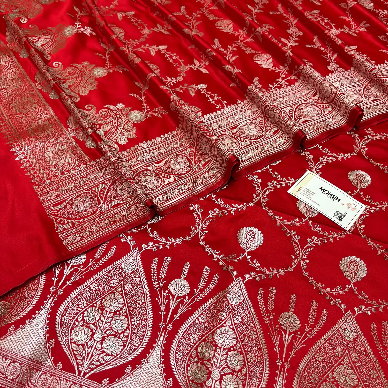 Red Zari Katan Silk Banarasi Suit