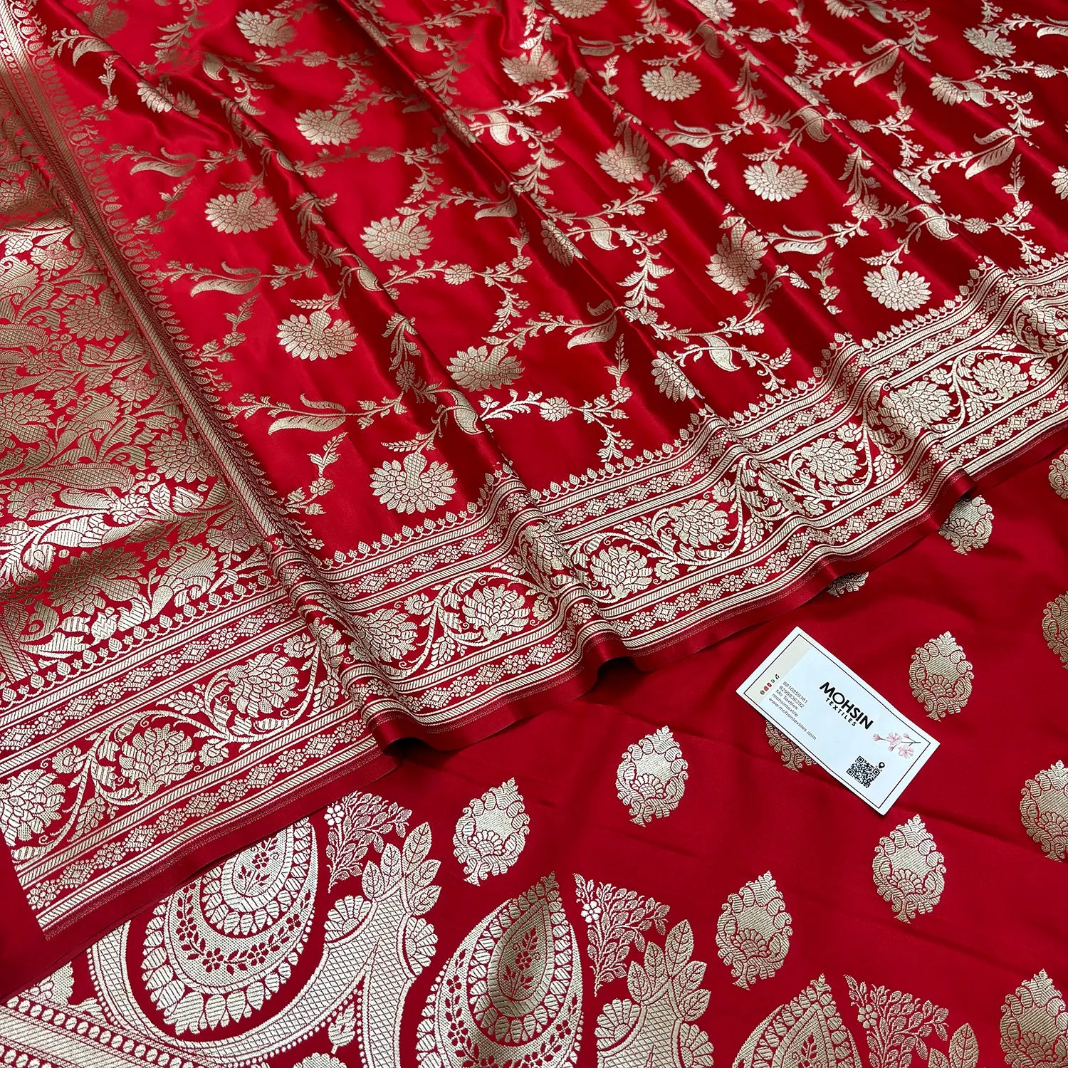 Red Zari Katan Silk Banarasi Suit