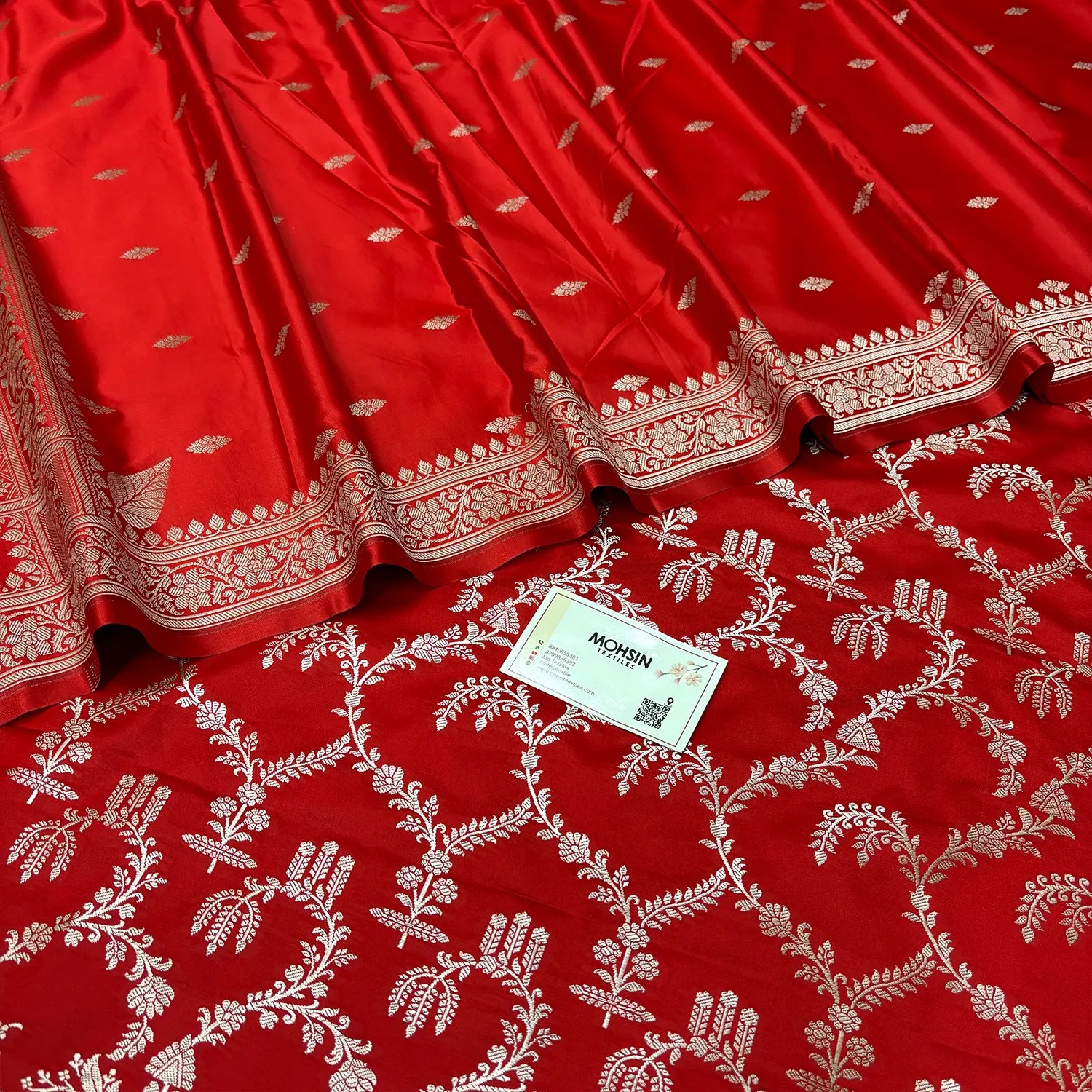 Red Zari Katan Silk Banarasi Suit