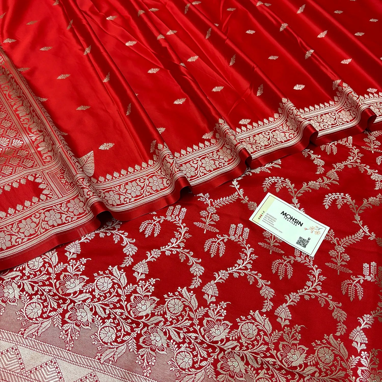 Red Zari Katan Silk Banarasi Suit