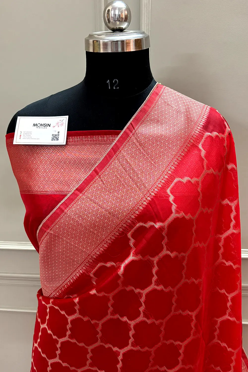 Red Zari Organza Silk Banarasi Saree