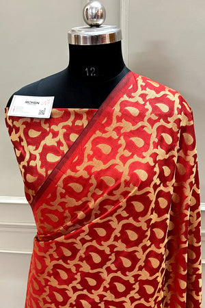 Red Zari Resham Silk Banarasi Saree