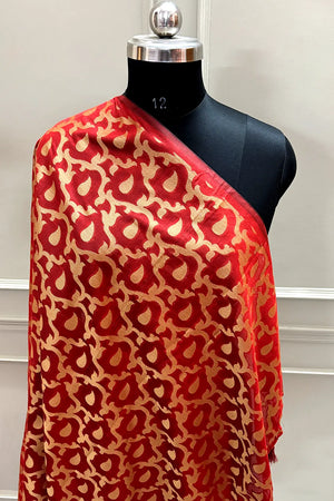 Red Zari Resham Silk Banarasi Saree