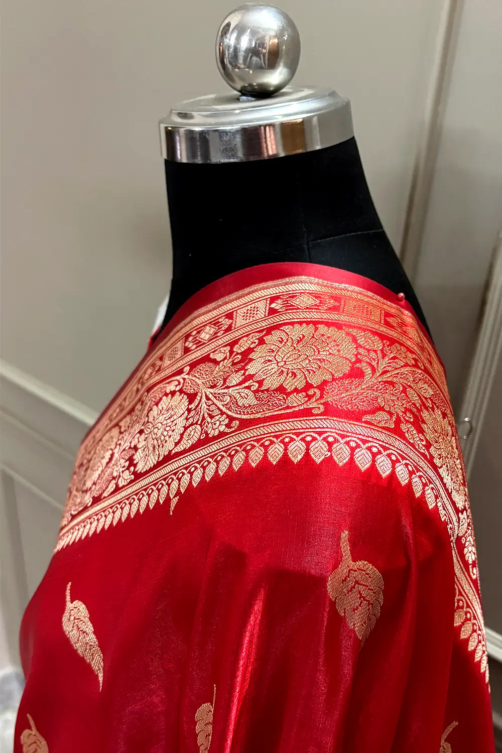 Red Zari Satin Silk Banarasi Saree