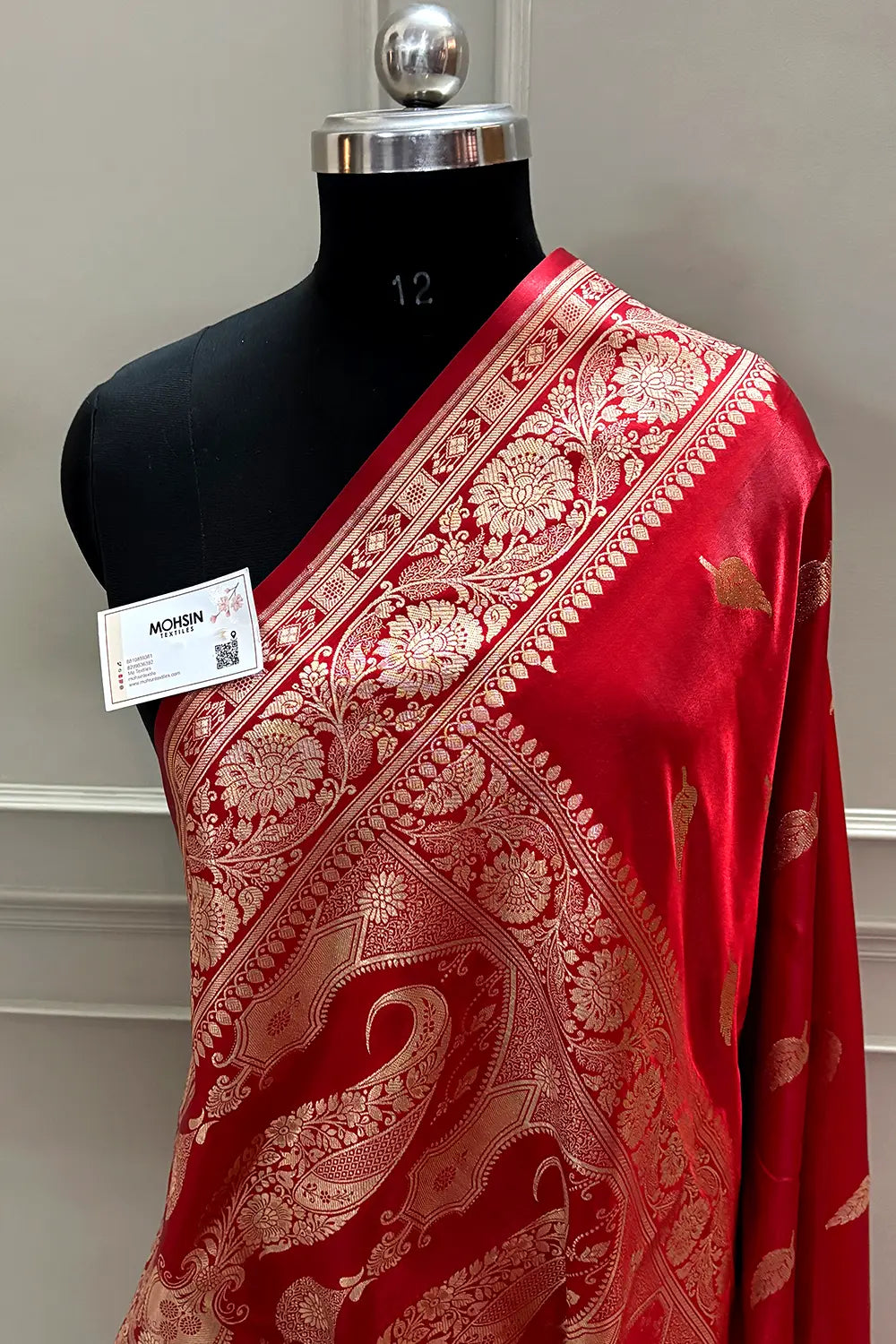 Red Zari Satin Silk Banarasi Saree