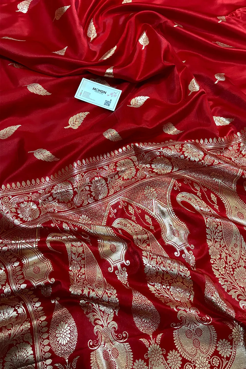 Red Zari Satin Silk Banarasi Saree