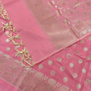 Rose Pink Kiyari Satin Silk Banarasi Suit