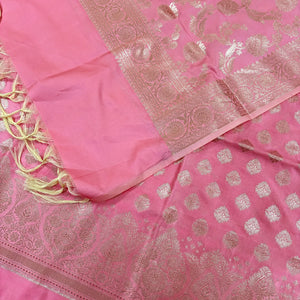 Rose Pink Singhasan Buti Satin Silk Banarasi Suit