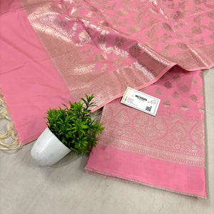 Rose Pink Singhasan Buti Satin Silk Banarasi Suit