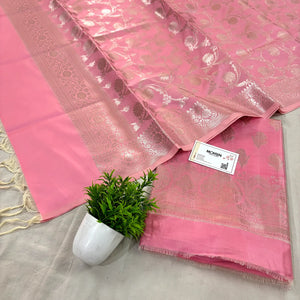 Rose Pink Singhasan Vilas Satin Silk Banarasi Suit