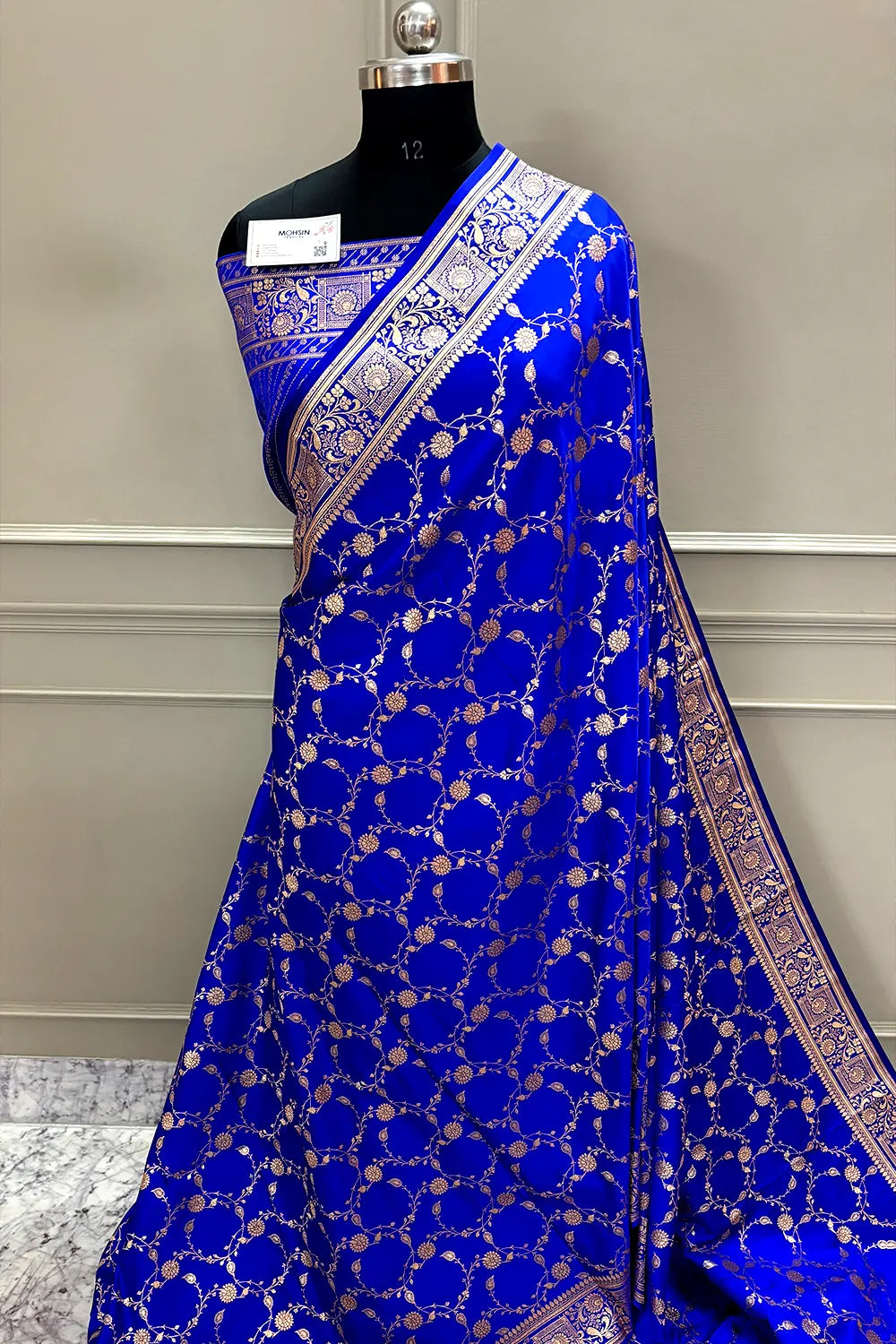 Royal Blue Albeli Jaal Katan Silk Banarasi Saree